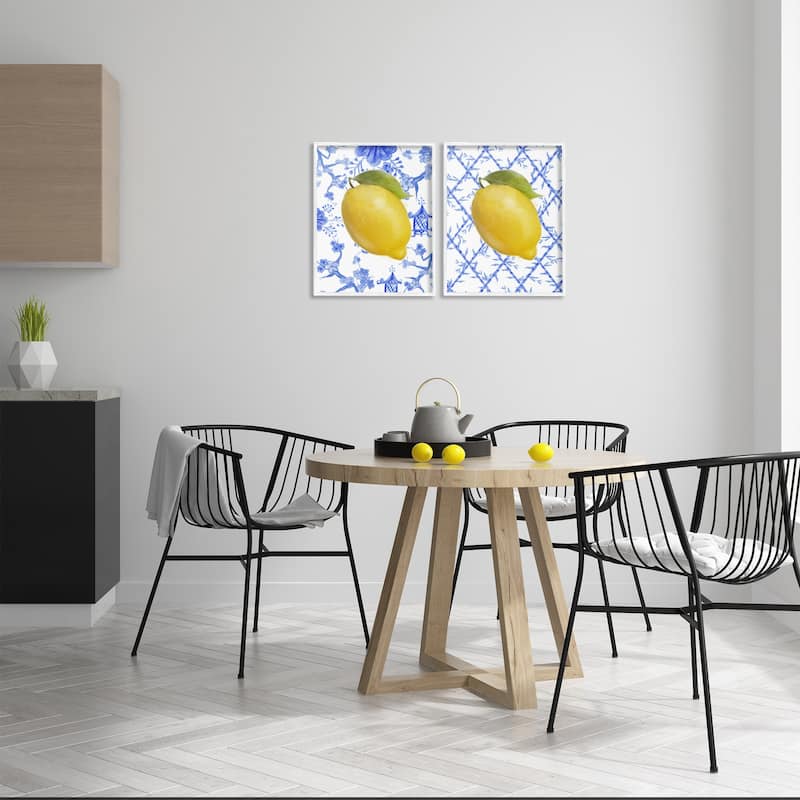 Stupell Classic Chinoiserie Lemons Framed Giclee Art Design By Matthew Piotrowicz (Set of 2)