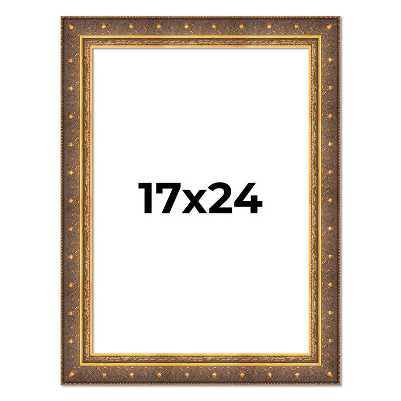 17x24 Frame Vintage Gold Solid Wood Picture Frame | 2.5 Inch Moulding