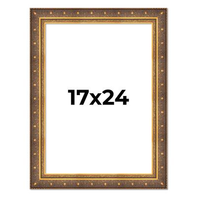17x24 Frame Vintage Gold Solid Wood Picture Frame | 2.5 Inch Moulding