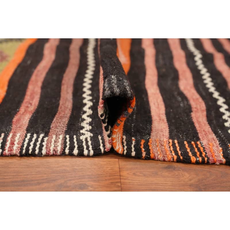 Hand Woven Oriental 100% Wool Carpet Southwestern Tribal Multi-Colored Kilim Area Rug - 9' 2'' X 6' 5''