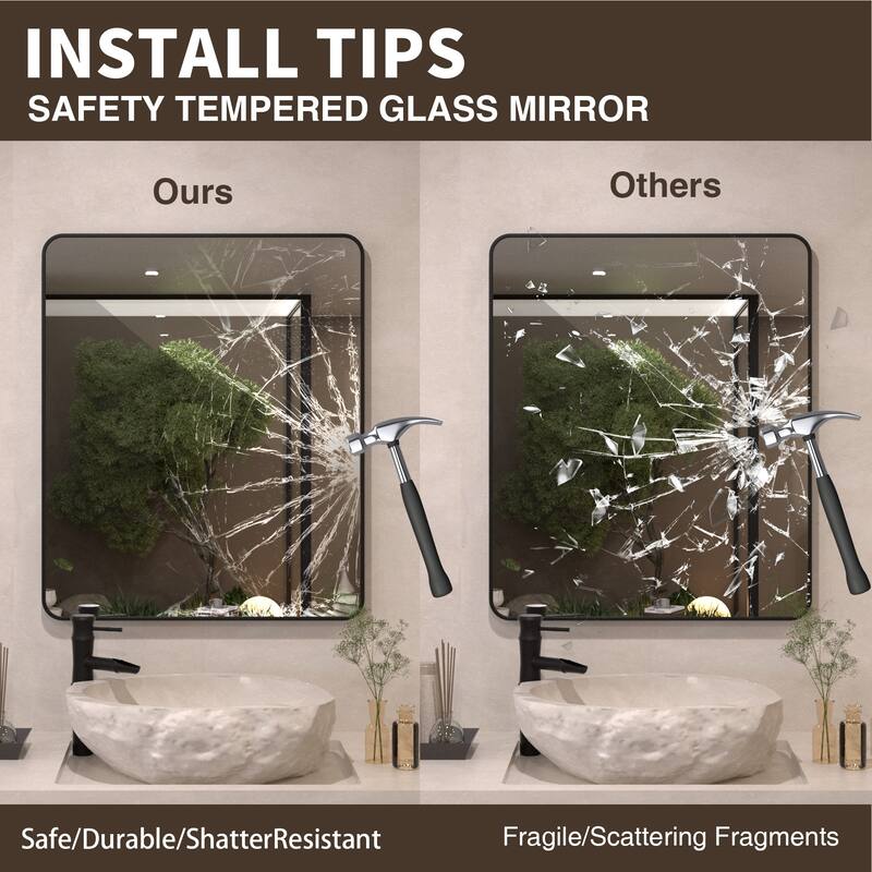 24/30/42/48/60 inch Rectangle Frameless Wall Mounted Bathroom Vanity Mirror
