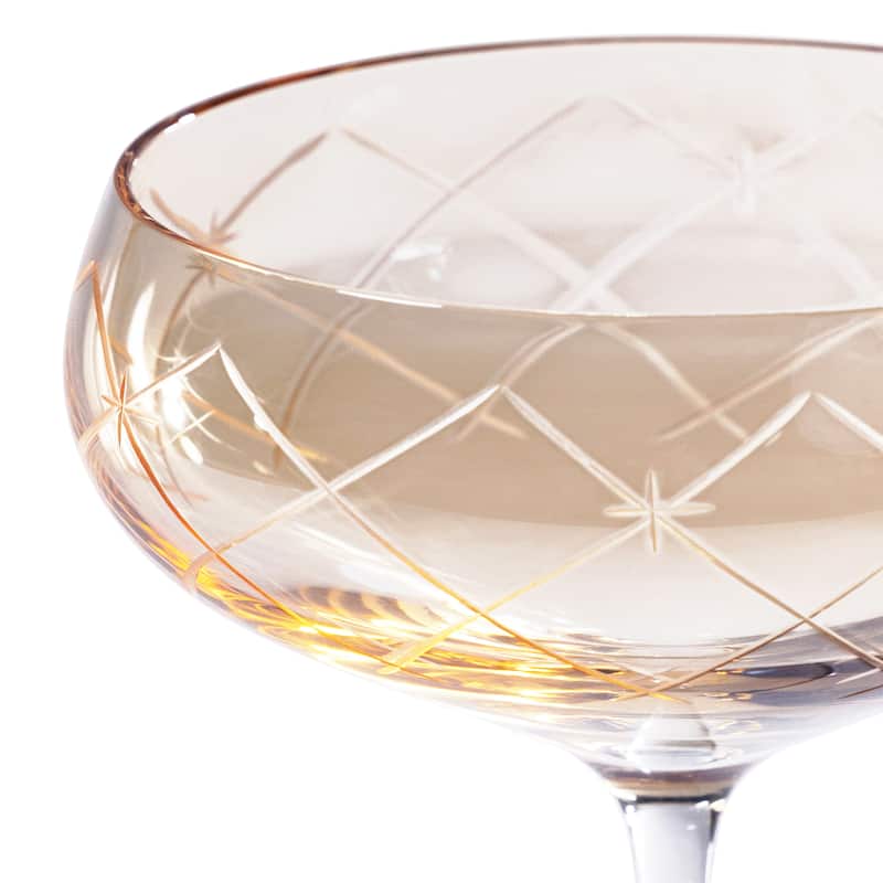 Audrey 4-Piece Set Hand Etched Coupe Glasses