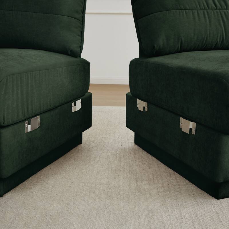 GDFStudio Alden Voss 137" Chenille Cloud 4-Seater Sofa with Quilted Back Cushions, Deep Seat