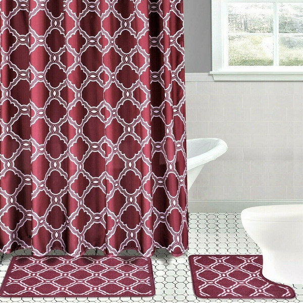 Burgundy shower shop curtain sets