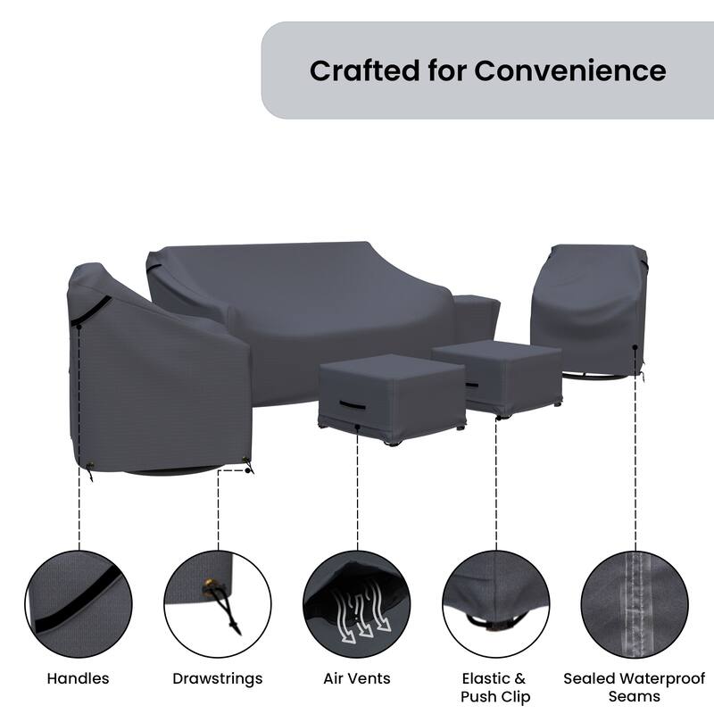 Forever Patio Outdoor Sofa Seating Group Furniture Cover Set (Set of 6) - 33 x 72 x 34