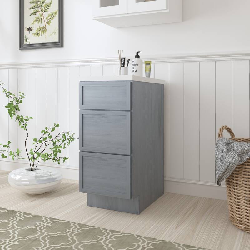 Vanity Art 15" Freestanding Single Base 3 Drawers Storage Cabinet