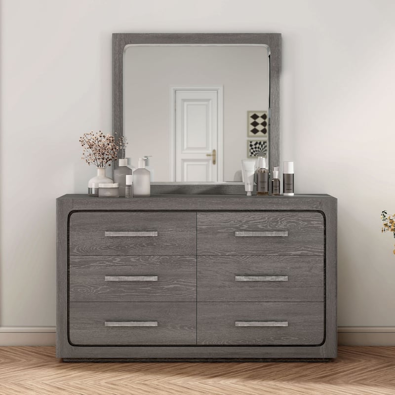 Furniture of America Sorelle Modern 2-piece Solid Wood Dresser and Mirror Set