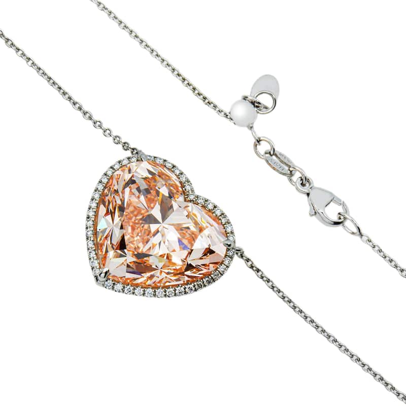 House Of Leon Platinum Heart Cut Fancy Pink Diamond Necklace 24.81ct IGI