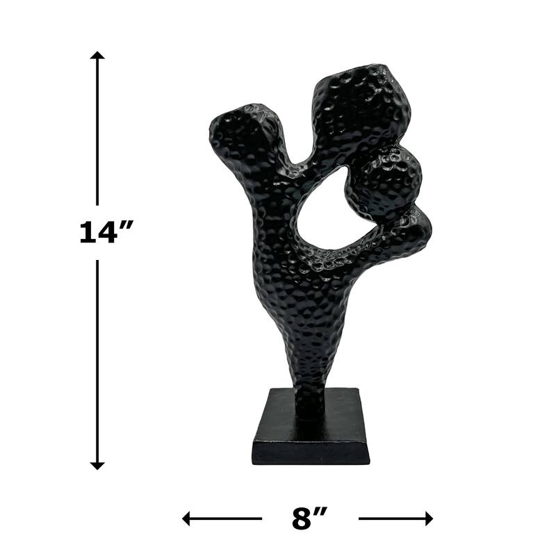 14 Inch Tall Decorative Handmade Aluminum Abstract Sculpture in Black - 8 x 4 x 14 in