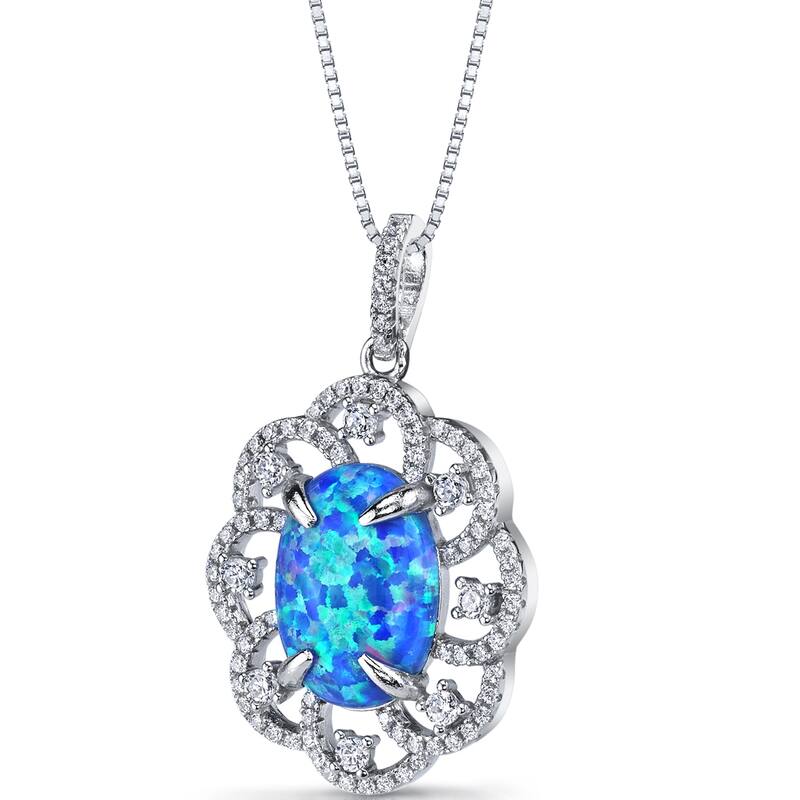 2.25 ct Blue Opal Pendant in Sterling Silver