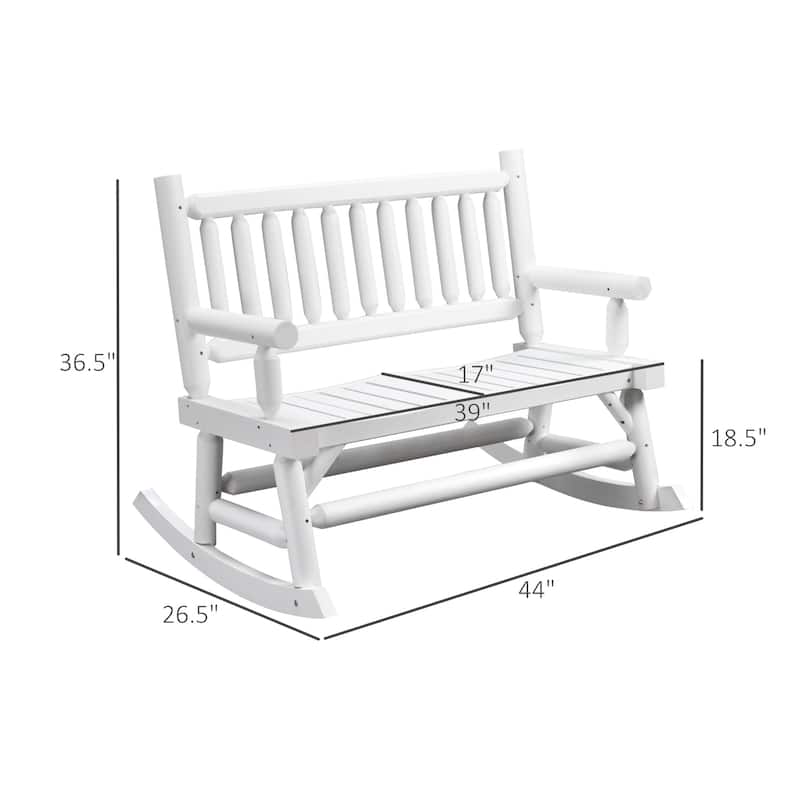 Outsunny 2-Person Wooden Rocking Chair Rocker Bench with Relaxing Swinging Motion