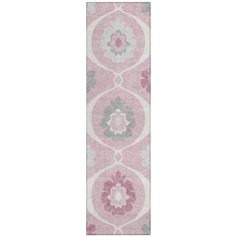Machine Washable Indoor/ Outdoor Chantille Floral Geo Rug