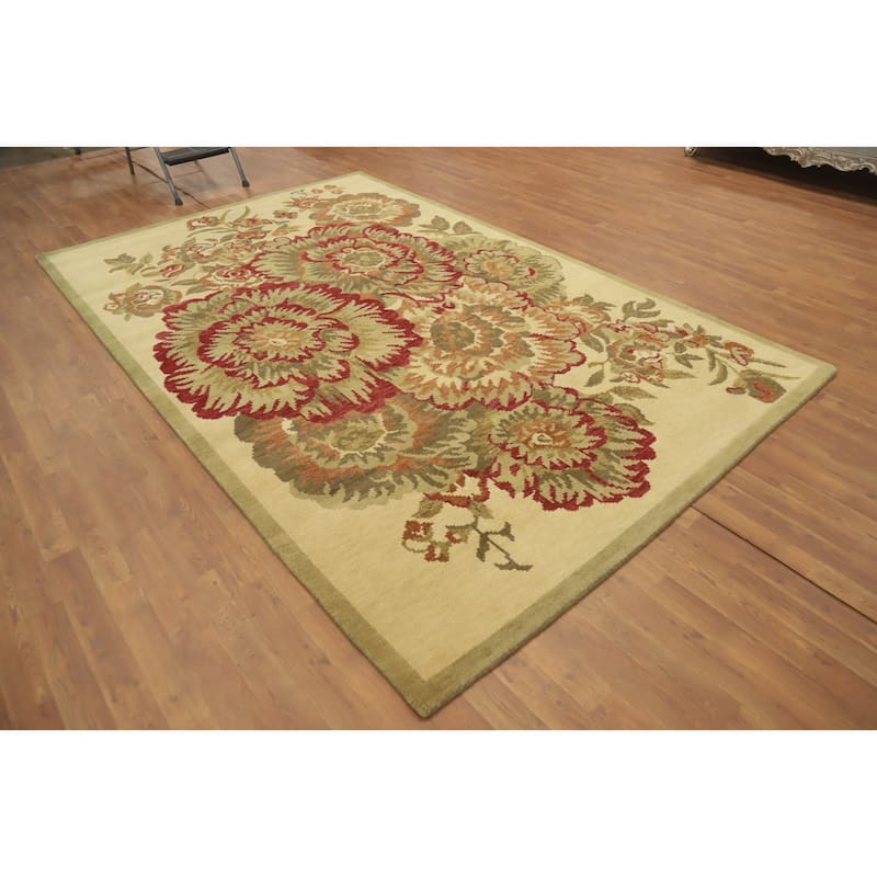 All-Over Floral Indian Area Rug 6x10 - 10' 1'' X 6' 5''