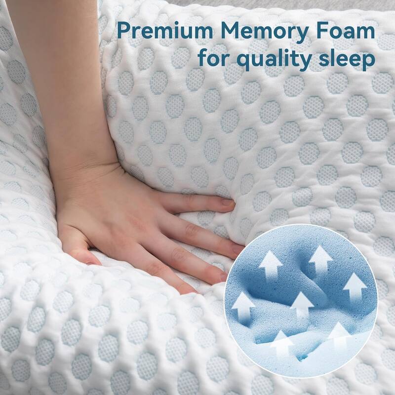 Memory Foam Bed Pillow Cervical Orthopedic Pillow - White