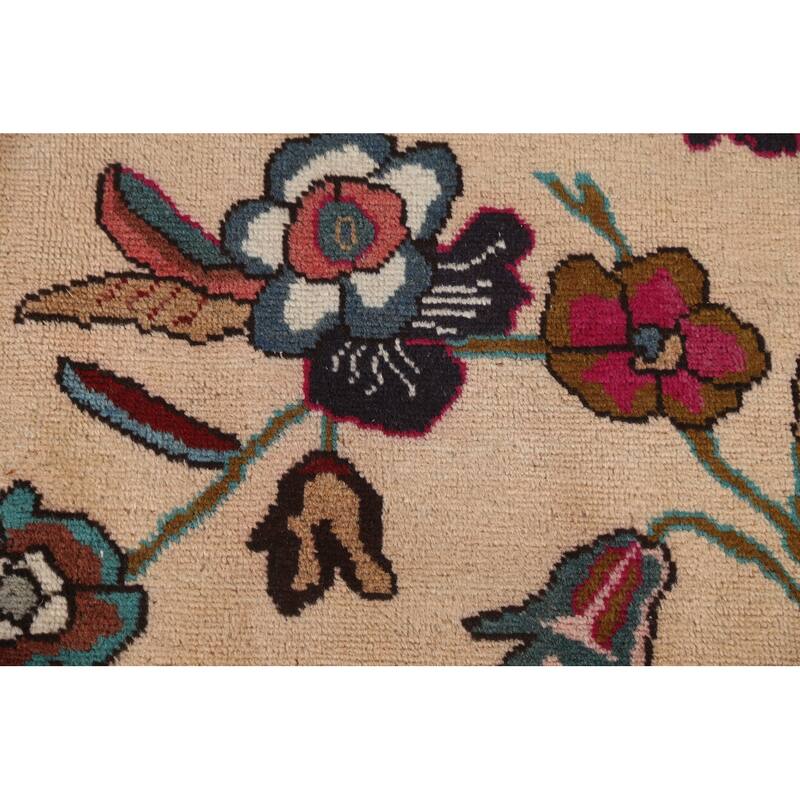 Hand Knotted Oriental 100% Wool Carpet Traditional Floral Beige & Ivories Art Deco Area Rug - 12' 10'' X 9' 5''