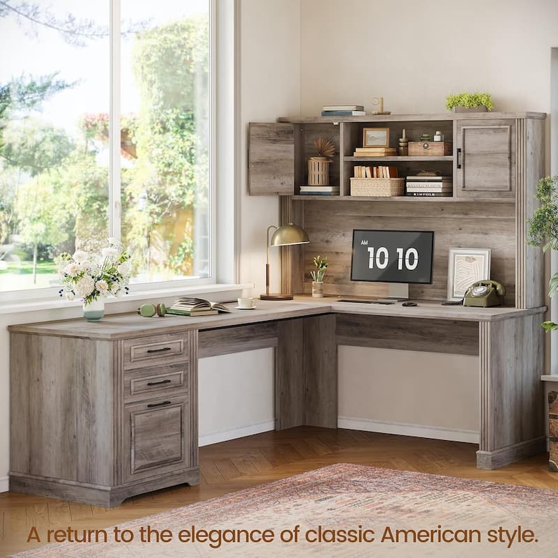 Executive L Shaped Desk Office Desk Drawers Storage Drawers Cabinet