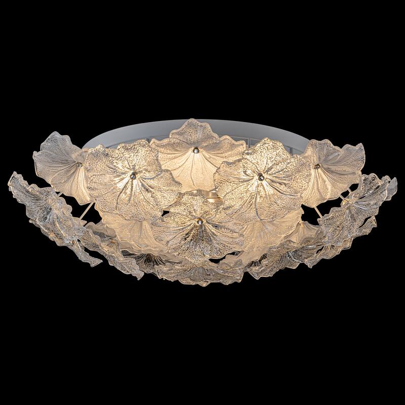LED Flush Mount Ceiling Light with Clear and Frosted Glass Petal Design