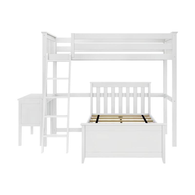 Max and Lily L Shaped Twin over Twin Bunk Bed with Desk