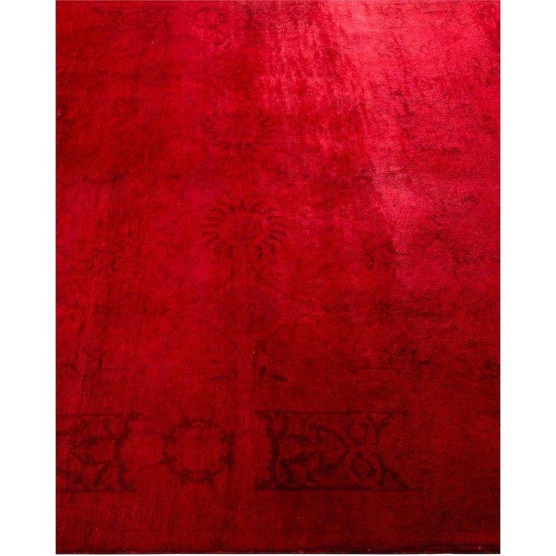 Overton Hand Knotted Wool Vintage Inspired Modern Contemporary Overdyed Red Area Rug - 5' 2" x 10' 5"