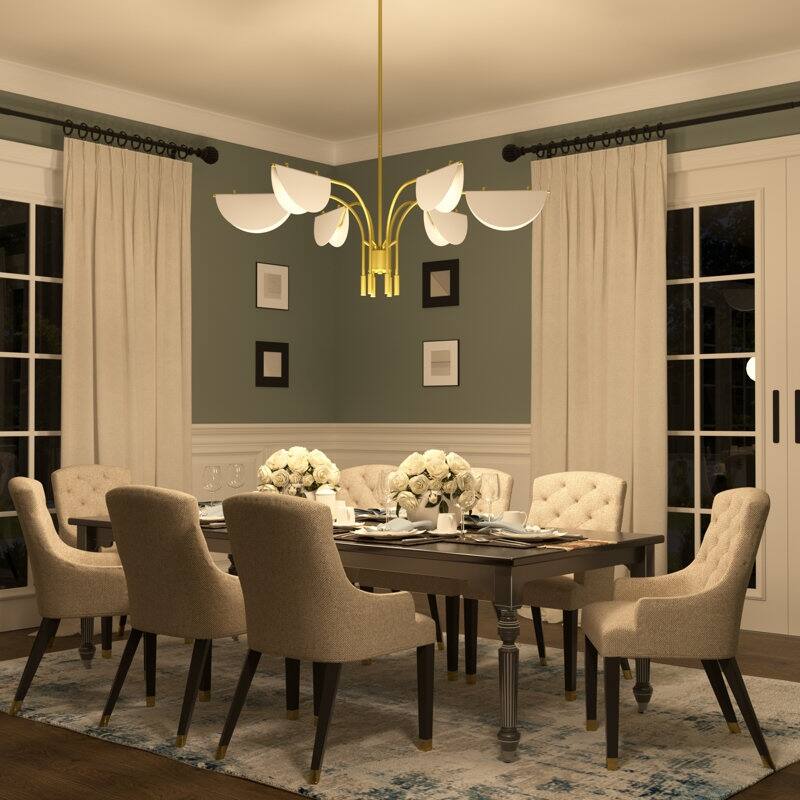 Acroma - 6 Light Black Steel & Glass Dimmable Linear Chandelier