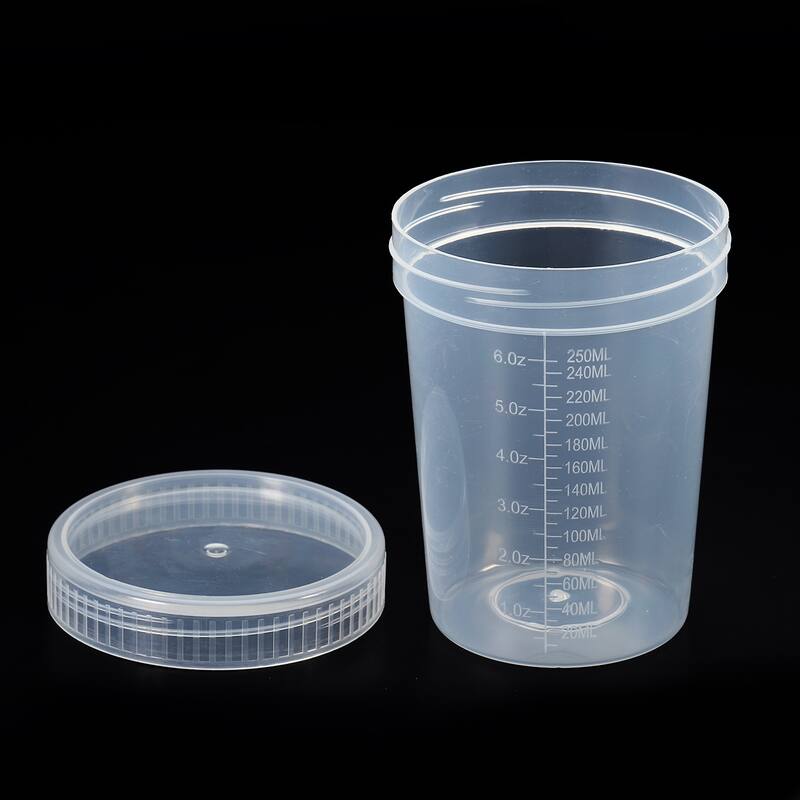 250mL Sample Cups 2Pcs Sample Containers Leak Proof Screw Cap for Lab - Clear, Clear