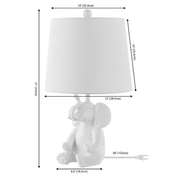 Laken 21" Modern Shabby Chic Resin/Iron Happy Elephant LED Kids' Table Lamp with Phone Stand, by JONATHAN Y