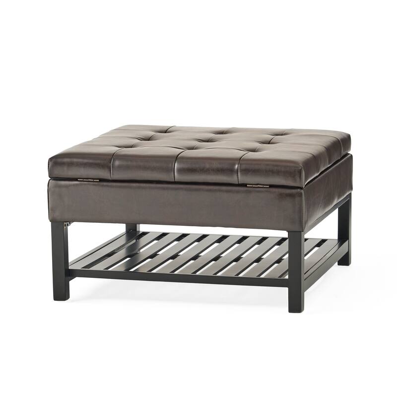 Miriam Wood Square Storage Ottoman Bench by Christopher Knight Home