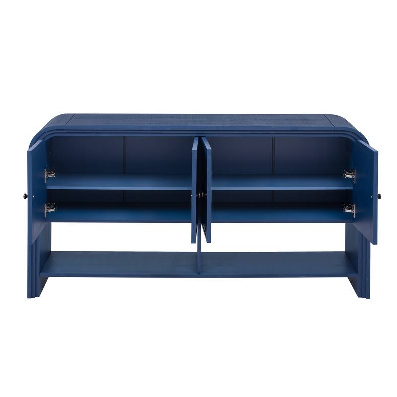 Versatile console table with Woven Wood Slats and Solid Wood Veneer