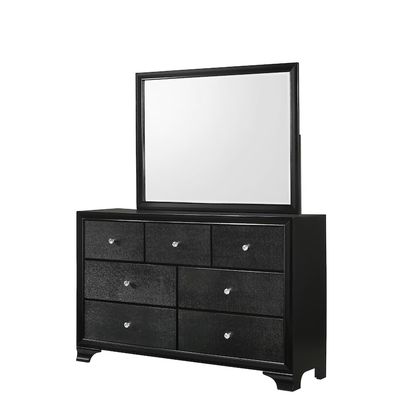 Nathalie 4 Piece Black LED Fabric Upholstered Tufted Panel Bedroom Set