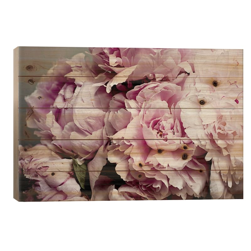 Peonies Galore II Print On Wood by Elizabeth Urquhart - Multi-Color - 18x26x1.5