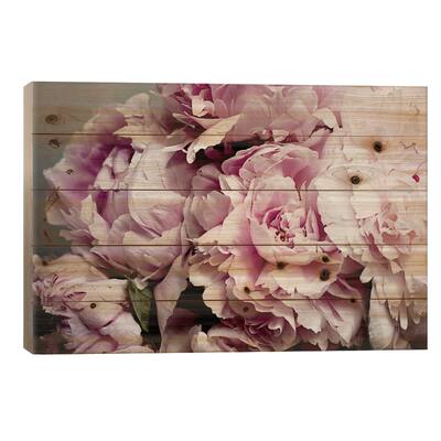 Peonies Galore II Print On Wood by Elizabeth Urquhart - Multi-Color