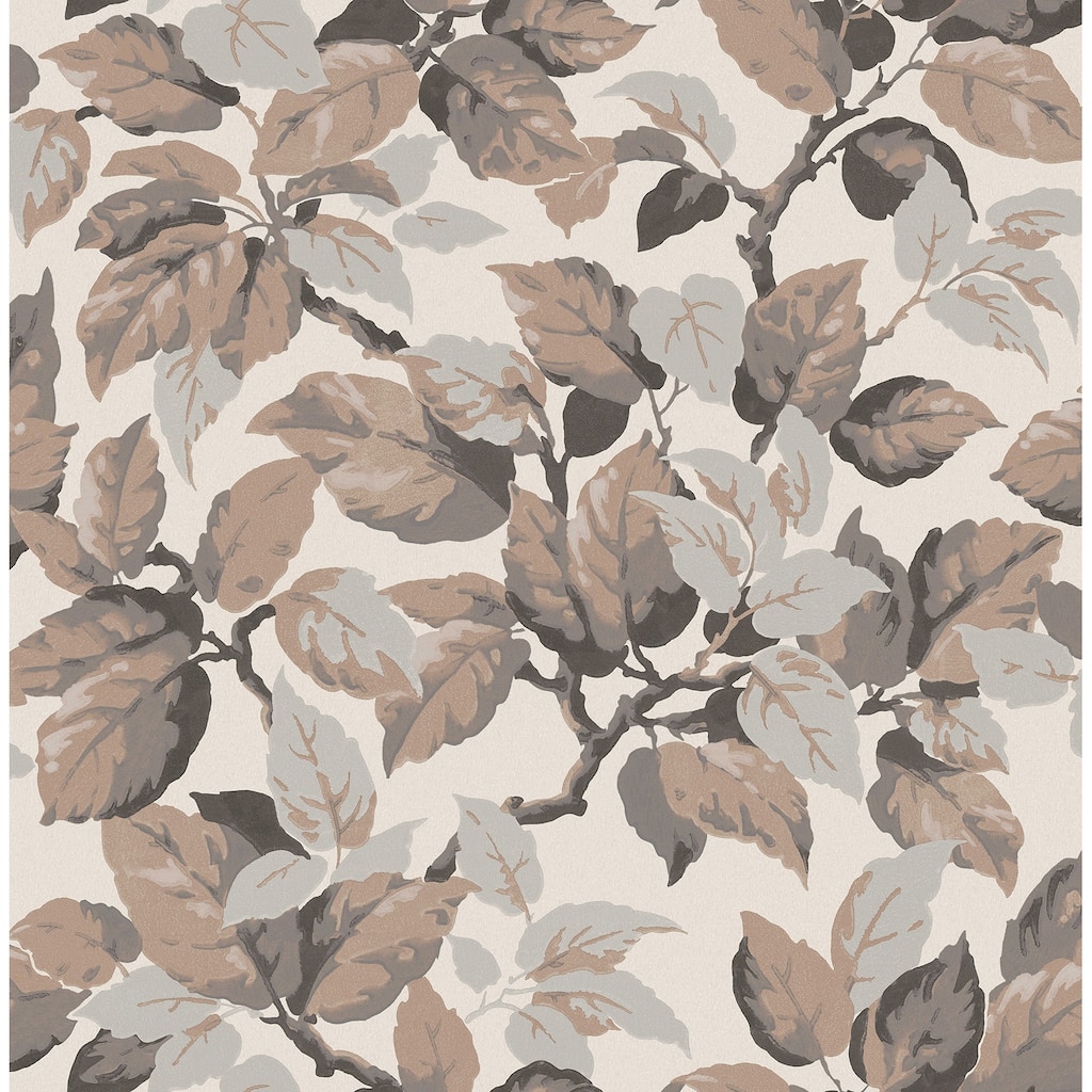 Canopy Beige Leaf Wallpaper
