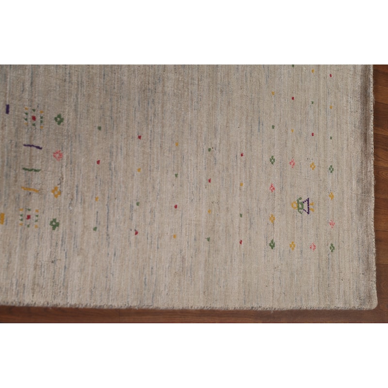 Beige Gabbeh Indian Area Rug Handmade Wool Carpet - 8'3"x 9'8"