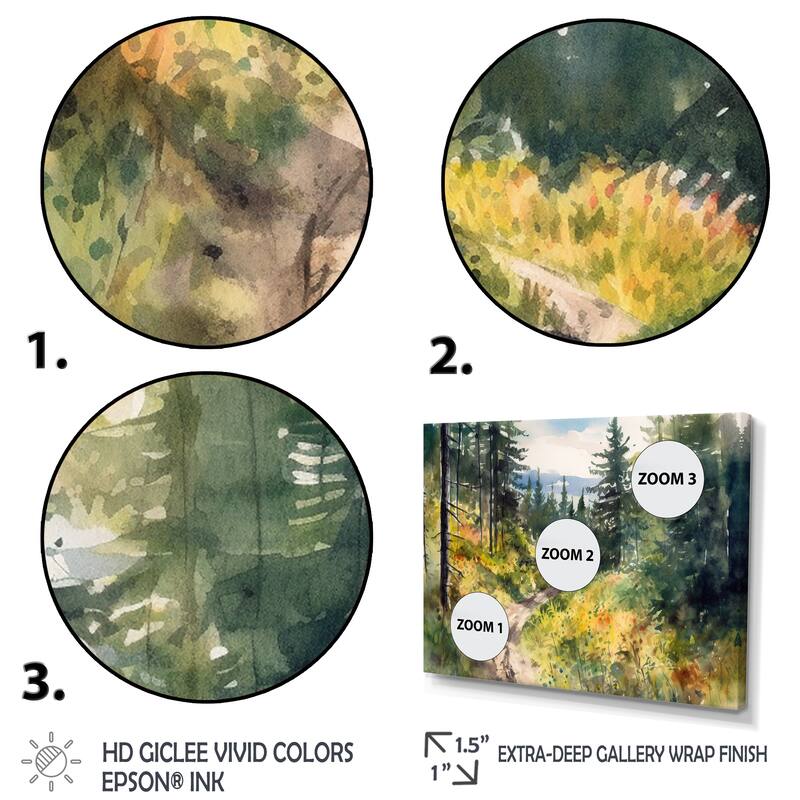 Designart "Little Road In Mountain Landscape VIII" Forest Multipanel Canvas Wall Art set