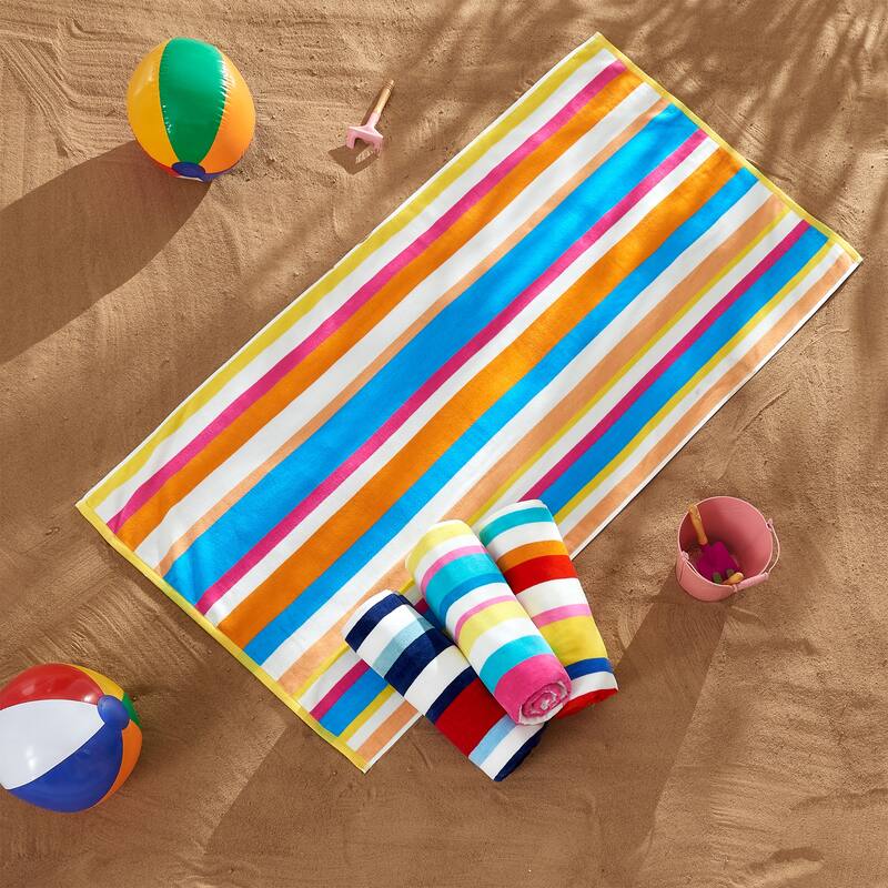 Linery & Co. Cotton Stripe Beach Towel, 4 Pack - 30" x 60"
