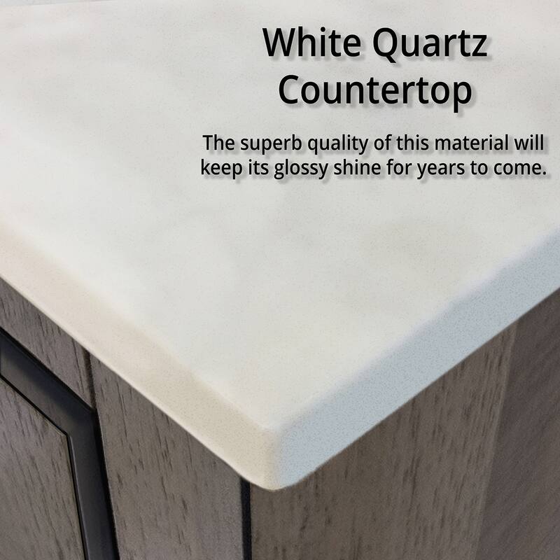 24" White Bathroom Vanity with Cultured Marble Countertop, Soft-Close Storage, 18" Mirror Included