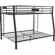 preview thumbnail 6 of 6, Black Bunk Bed Metal Full XL/Queen Bunk Bed with Protective Fence - Safe and Stylish Design