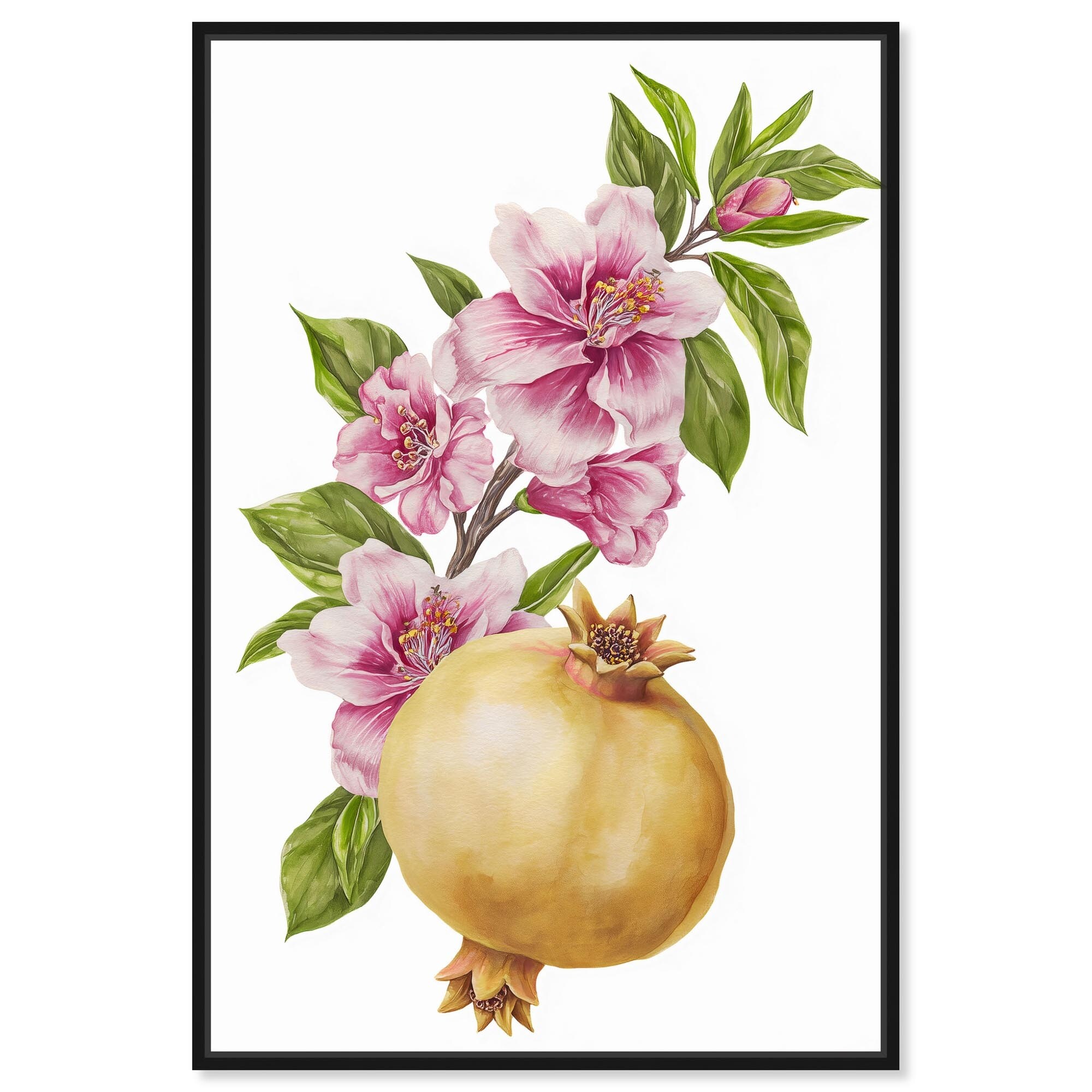 Pomegranate Bloom I Summer Prints Framed Canvas Print by Art Remedy