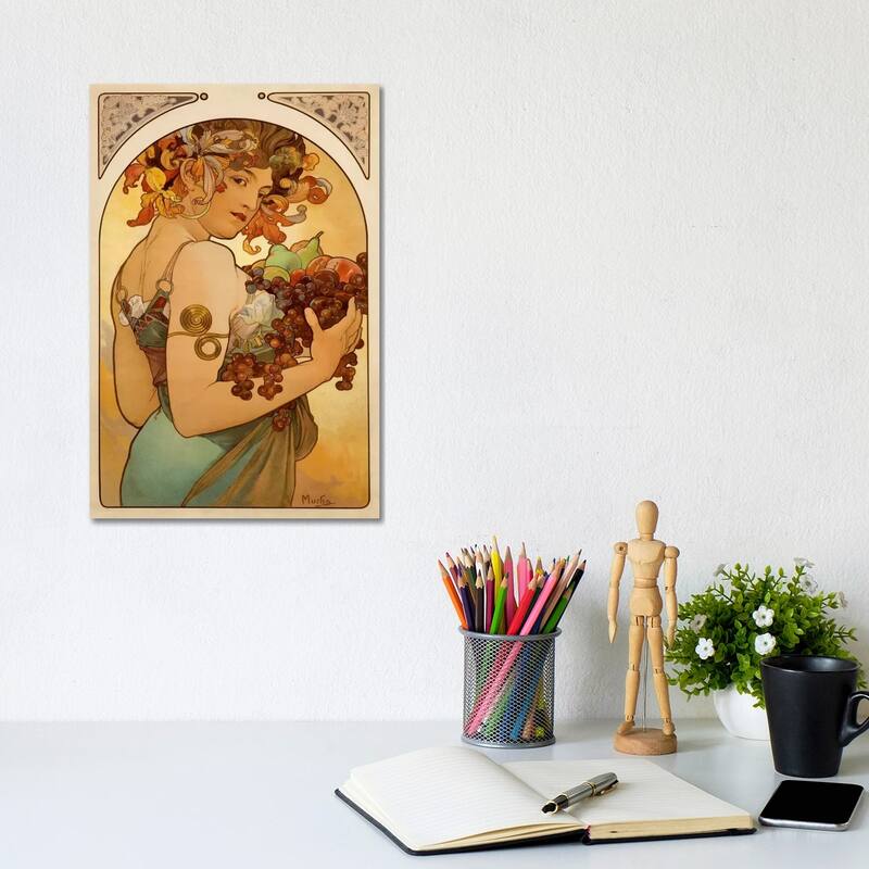 iCanvas "Fruit" by Alphonse Mucha Canvas Print - 12x8x0.75