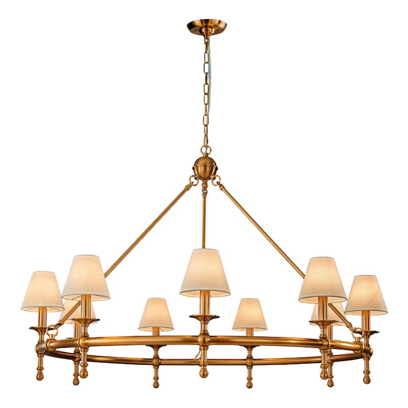 Vintage Chandelier 6-Light Classic Pendant Fixture with White Shades for Elegant Interior Lighting