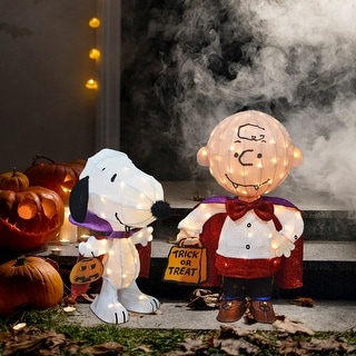 【美品】PEANUTS Halloween set Set of Two Peanuts 3D Pre-Lit LED Yard Art Vampires - On Sale
