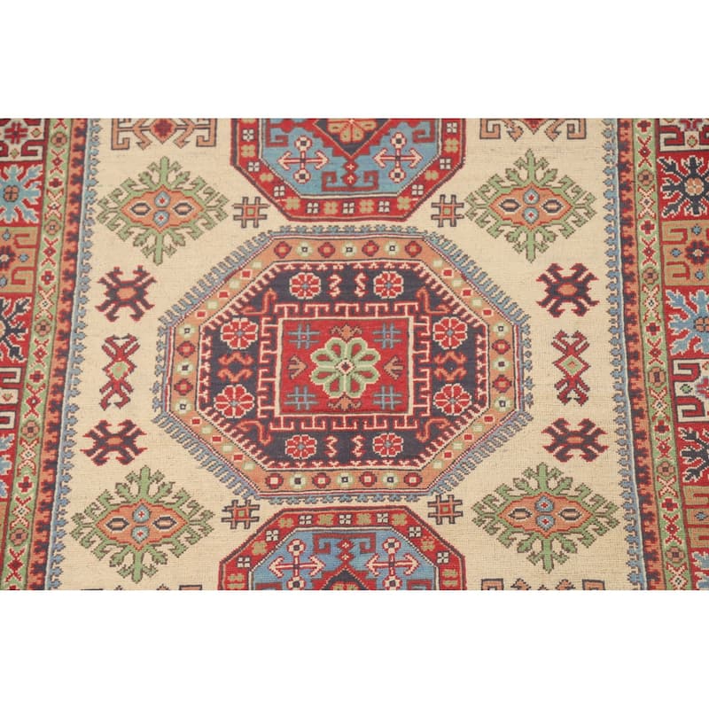 Kazak Area Rug Handmade Living Room Wool Carpet - 4'10" x 6'8"
