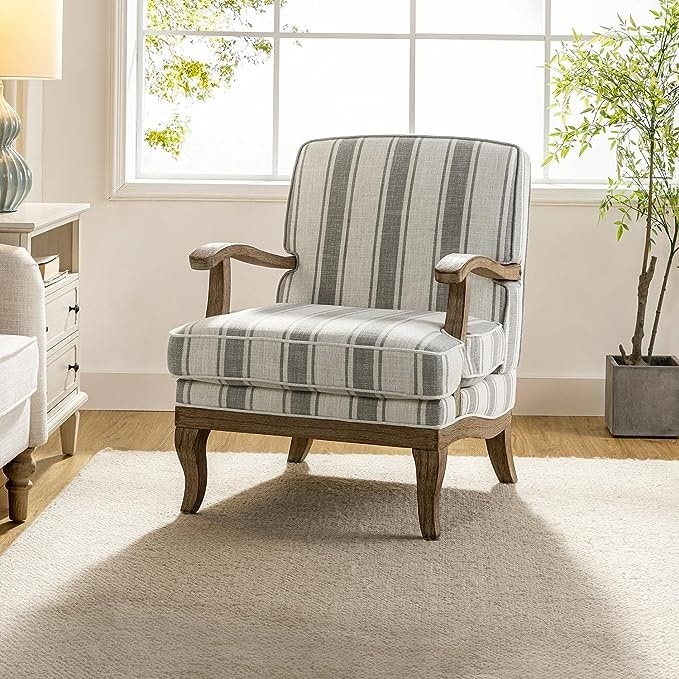 HULALA HOME Rinaldo Farmhouse Upholstered Armchair with Solid Wood Legs