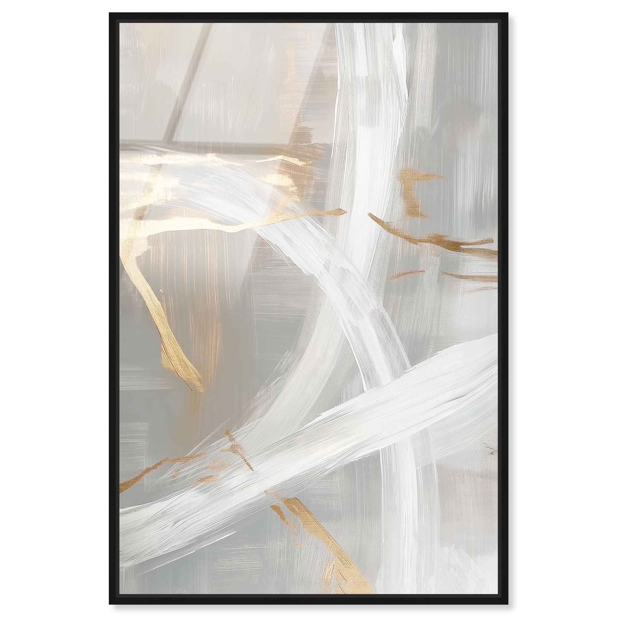 Silvered Spirals II Gold Abstract Framed Acrylic Wall Art by Art Remedy