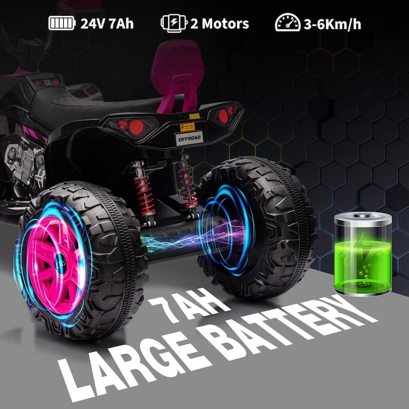 24V Ride on ATV for Kids, 2 Seater Electric Quad Car