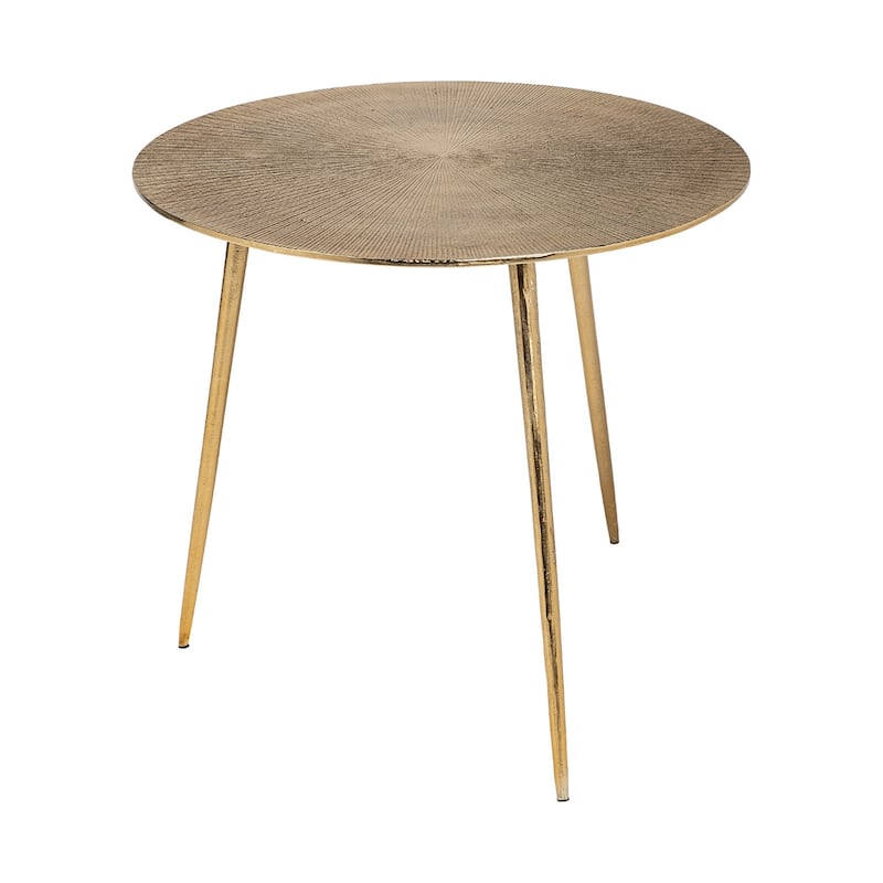 Modern Gold Metal Round Side End Table with 3-Leg Base for Living Room Bedroom or Entryway - 21-Inches
