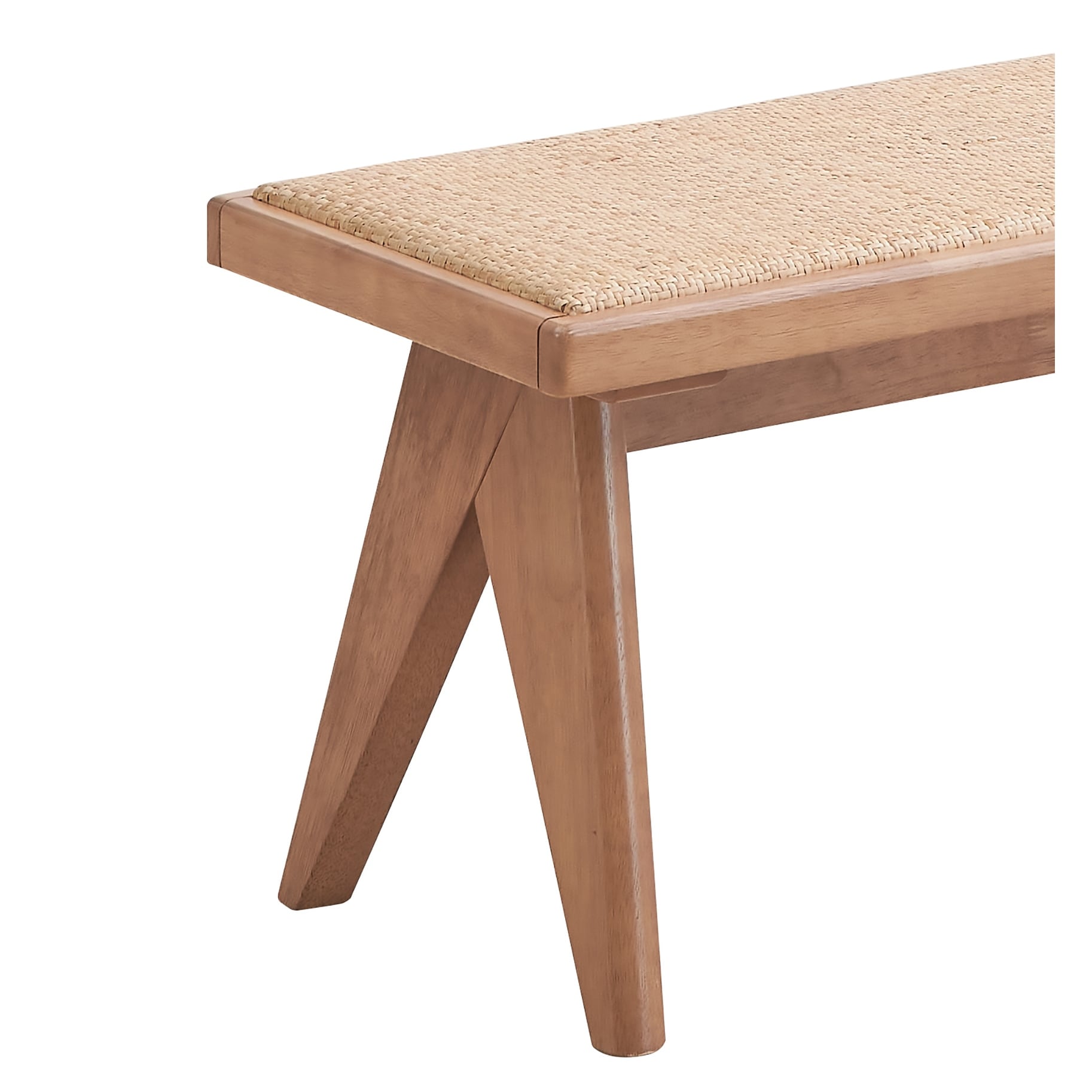 Bench With Rattan And Natural Finish For Textured Style