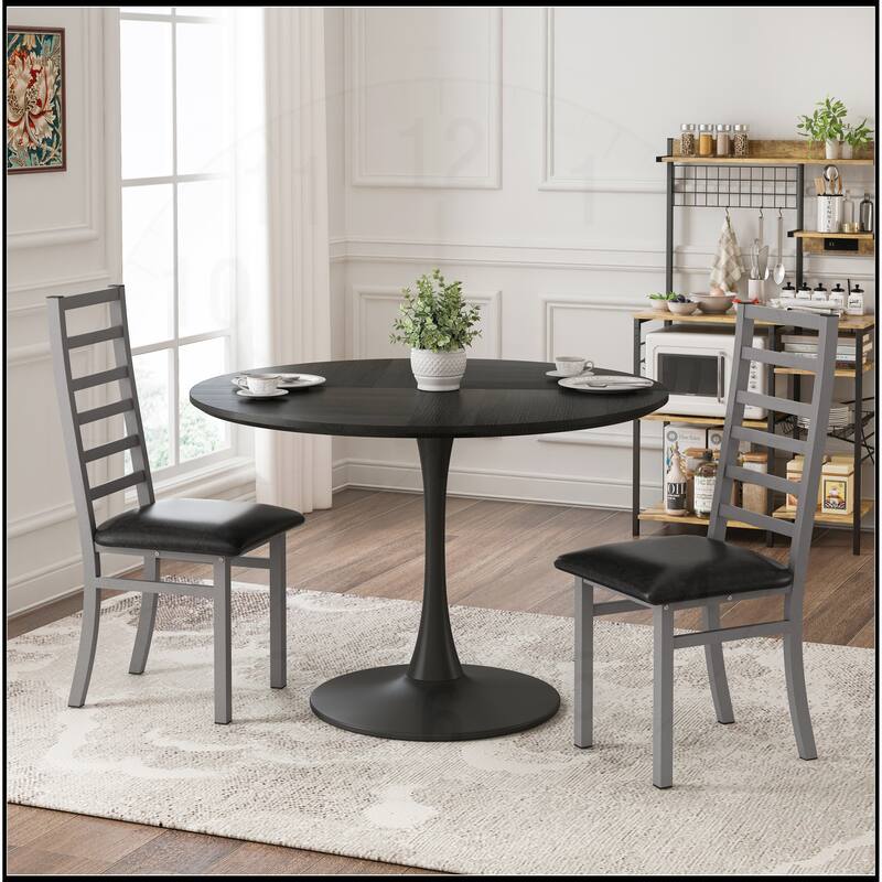 High Back Armless Metal Dining Chairs Set
