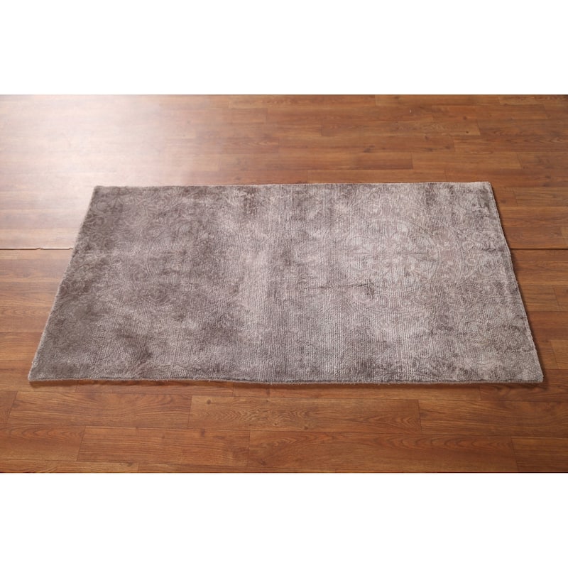 All-Over Geometric Modern Oriental Accent Rug Handmade Wool Carpet - 2'3"x 4'2"