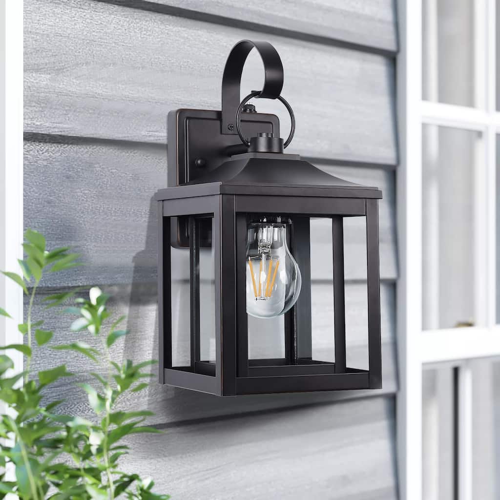 1-Light 13"H Aluminum Outdoor Wall Lantern with Dusk to Dawn